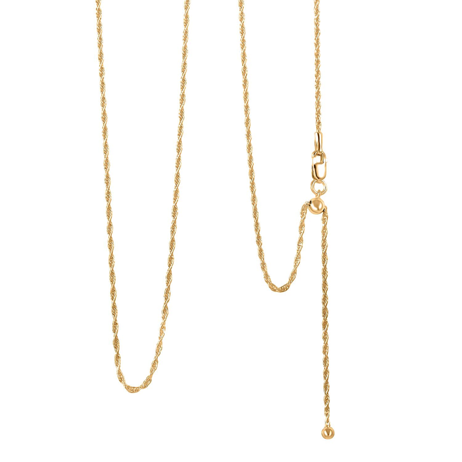 Italina 14K Yellow Gold Over Sterling Silver Rope Adjustable Chain Necklace 24 Inches 3.20 Grams