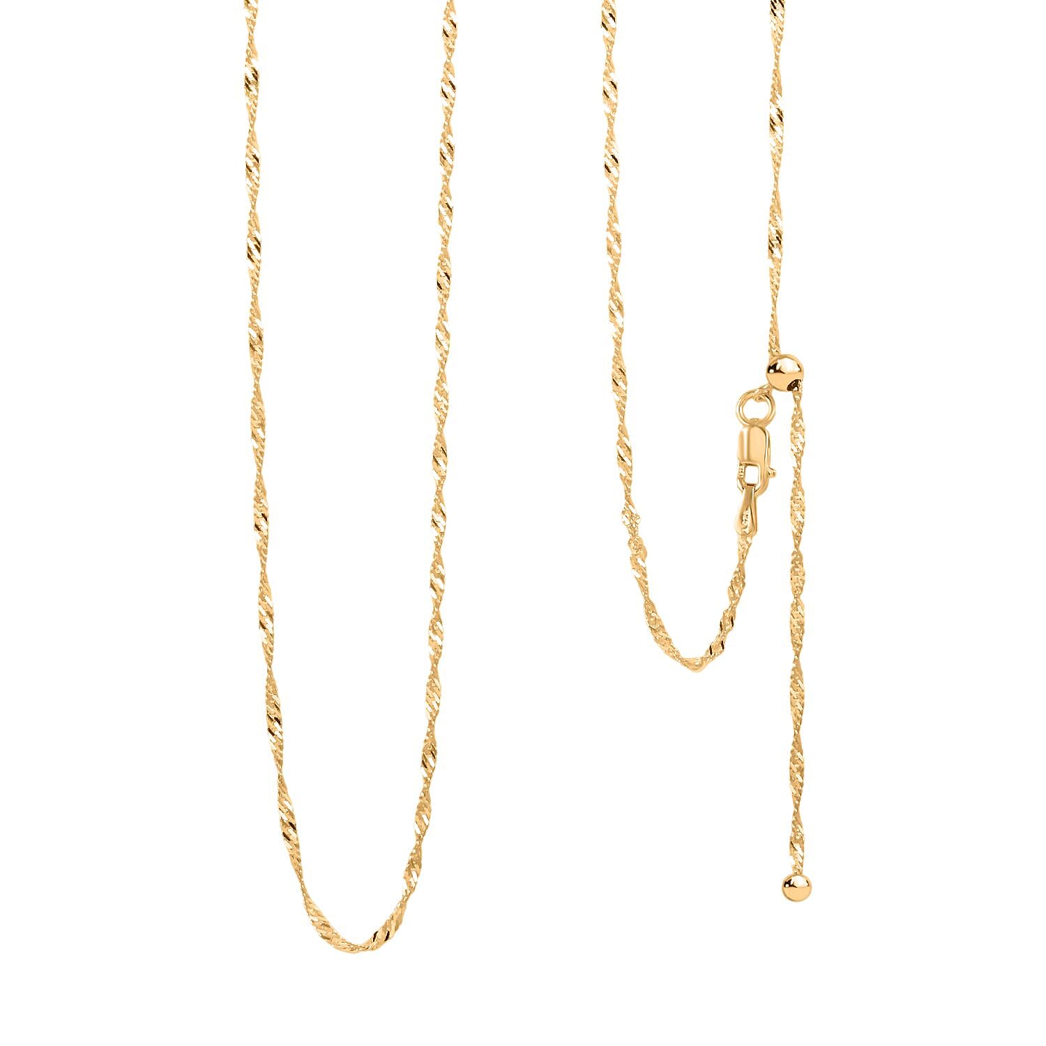 Italian 14K Yellow Gold Over Sterling Silver Singapore Chain Necklace 24 Inches 2.70 Grams
