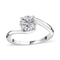 Moissanite (Rnd 7 mm) Solitaire Ring in Platinum Over Sterling Silver (Size 10.0) 1.15 ctw - Sticky add to cart bar
