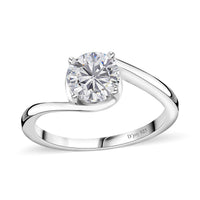 Moissanite (Rnd 7 mm) Solitaire Ring in Platinum Over Sterling Silver (Size 10.0) 1.15 ctw