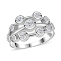 Moissanite Bubbled Elegance Ring in Rhodium Over Sterling Silver - Sticky add to cart bar
