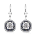 Moissanite and Kanchanaburi Blue Sapphire Lever Back Earrings in Platinum Over Sterling Silver 4.10 ctw - Sticky add to cart bar