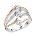 White Moissanite Ring in 14K Yellow, Rose Gold and Rhodium Over Sterling Silver (Size 10.0) 0.70 ctw - Sticky add to cart bar