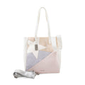 Vintage Havana White & Beige Star Pattern Tote with 2 Interchangeable Straps (12"x5"x11") - Sticky add to cart bar