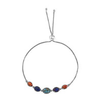 Mojave Multi Turquoise Bolo Bracelet in Platinum Over Sterling Silver 3.90 ctw