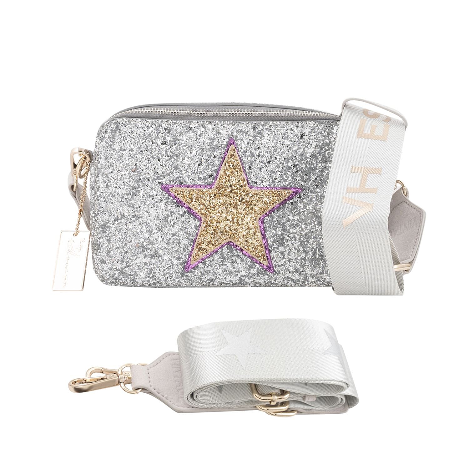 Vintage Haven White Crossbody Bag with 2 Interchangeable Straps (8x2.5x5")