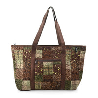 Birthday Deal Donna Sharp Brown Safari Pattern Quilted Tote Bag (16.5x5.5x12")