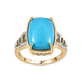 Luxoro 10K Yellow Gold Premium Sleeping Beauty Turquoise, Blue Diamond and Diamond G-H I2 Ring (Size 10.0) 4.25 Grams 8.40 ctw - Sticky add to cart bar
