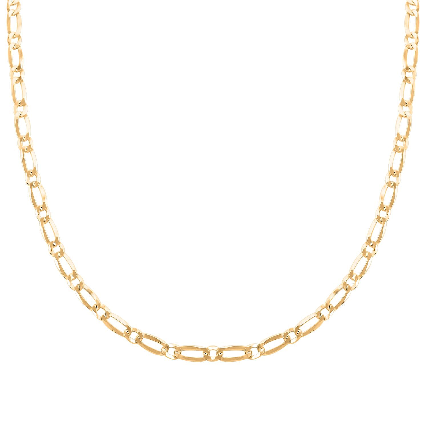 Italian 14K Yellow Gold Over Sterling Silver Figaro Necklace 20 Inches 9.80 Grams