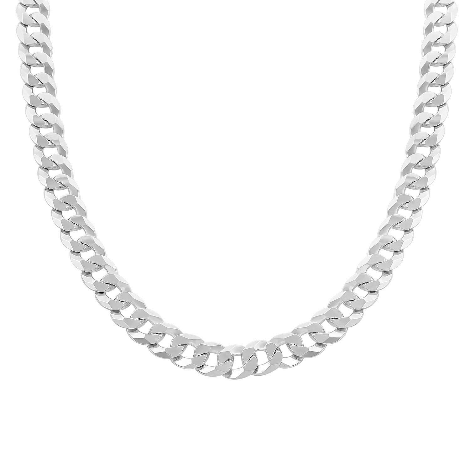 Italian Sterling Silver Flat Curb Necklace 20 Inches 69.05 Grams