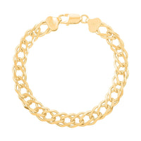 Italian 14K Yellow Gold Over Sterling Silver Rombo Chain Bracelet (7.50 In) 7.90 Grams