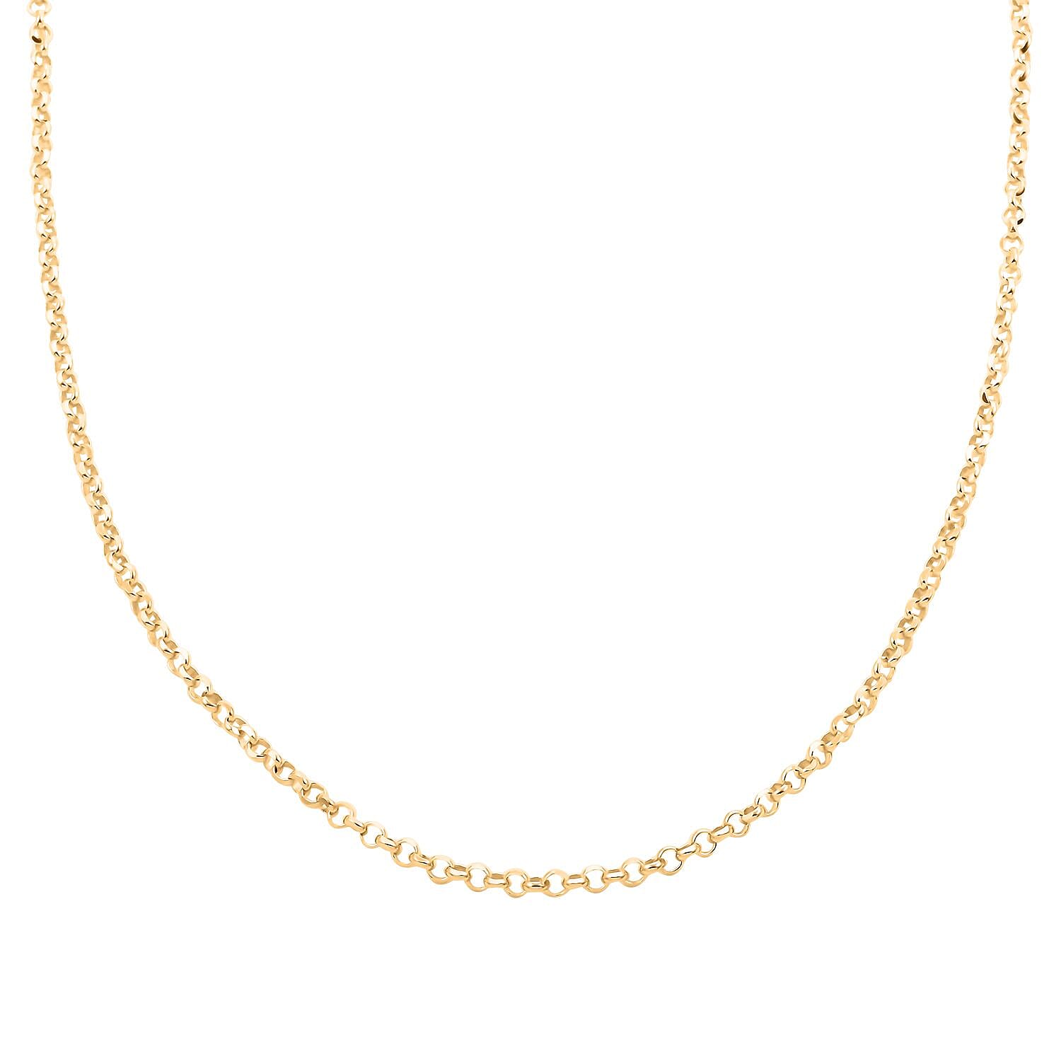 Italian 14K Yellow Gold Over Sterling Silver Flat Rolo Diamond-cut Chain Necklace 24 Inches 12.70 Grams