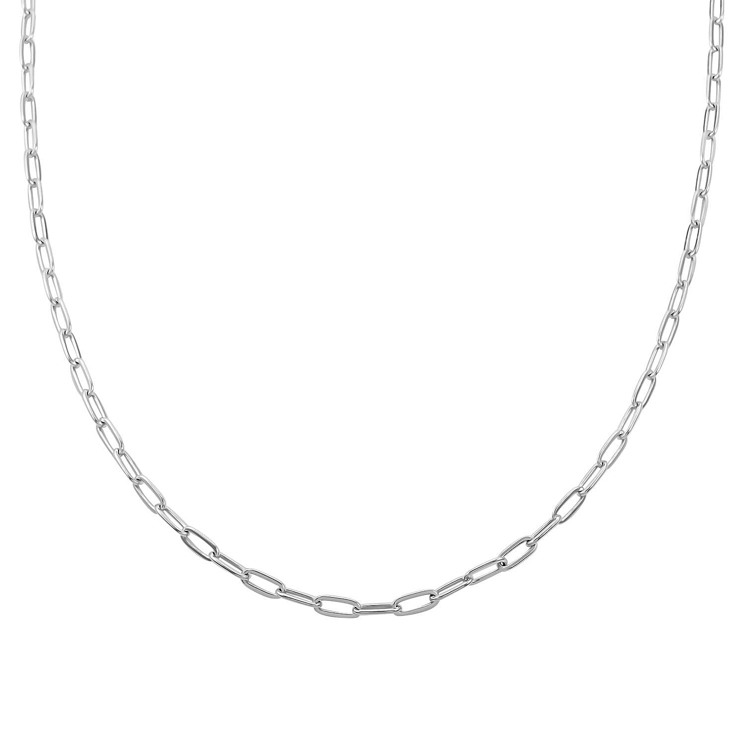 Italian Paper Clip Chain Necklace in Sterling Silver 24 Inches 12.45 Grams