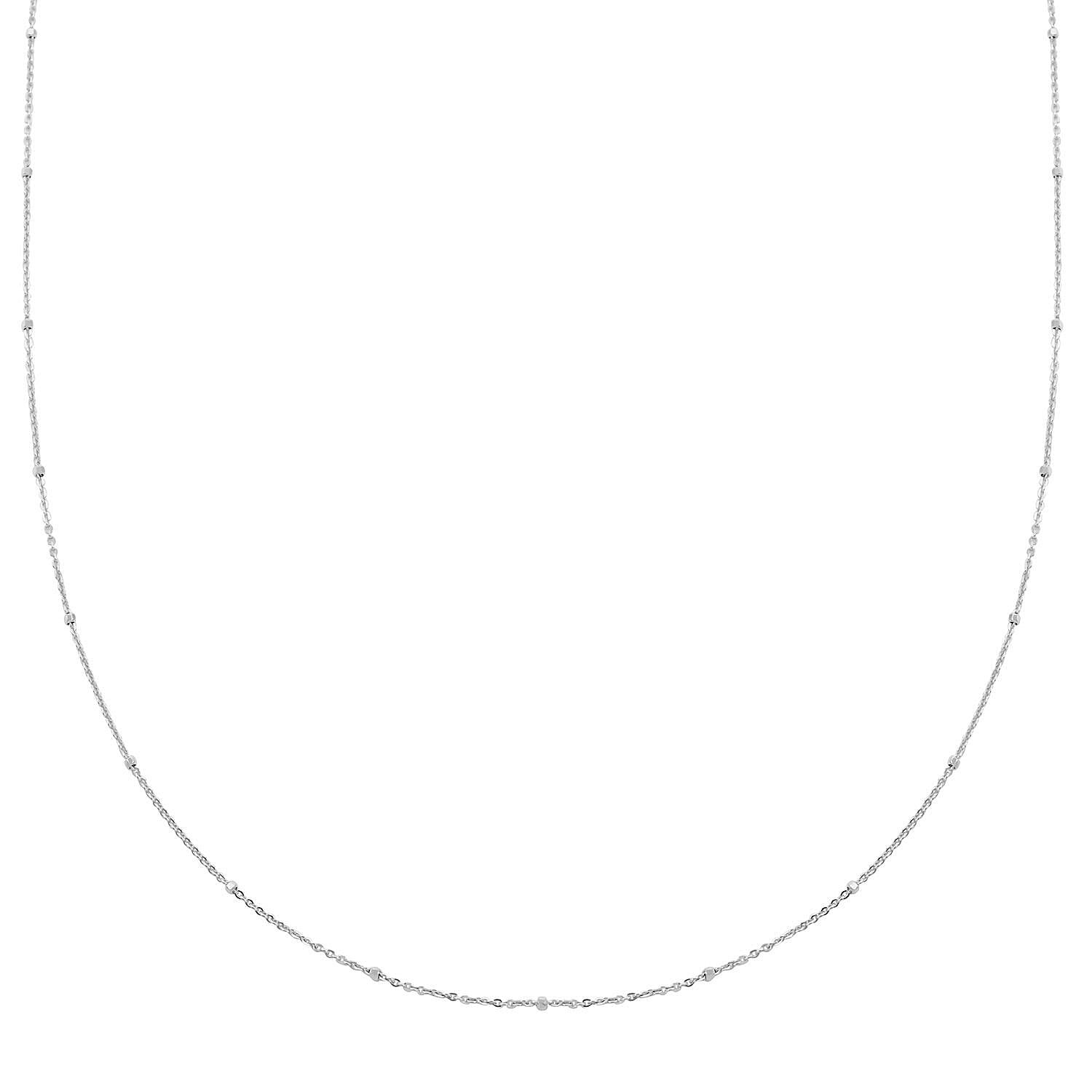 Italian Rhodium Over Sterling Silver Cube Diamond-cut Chain Necklace 24 Inches 1.90 Grams