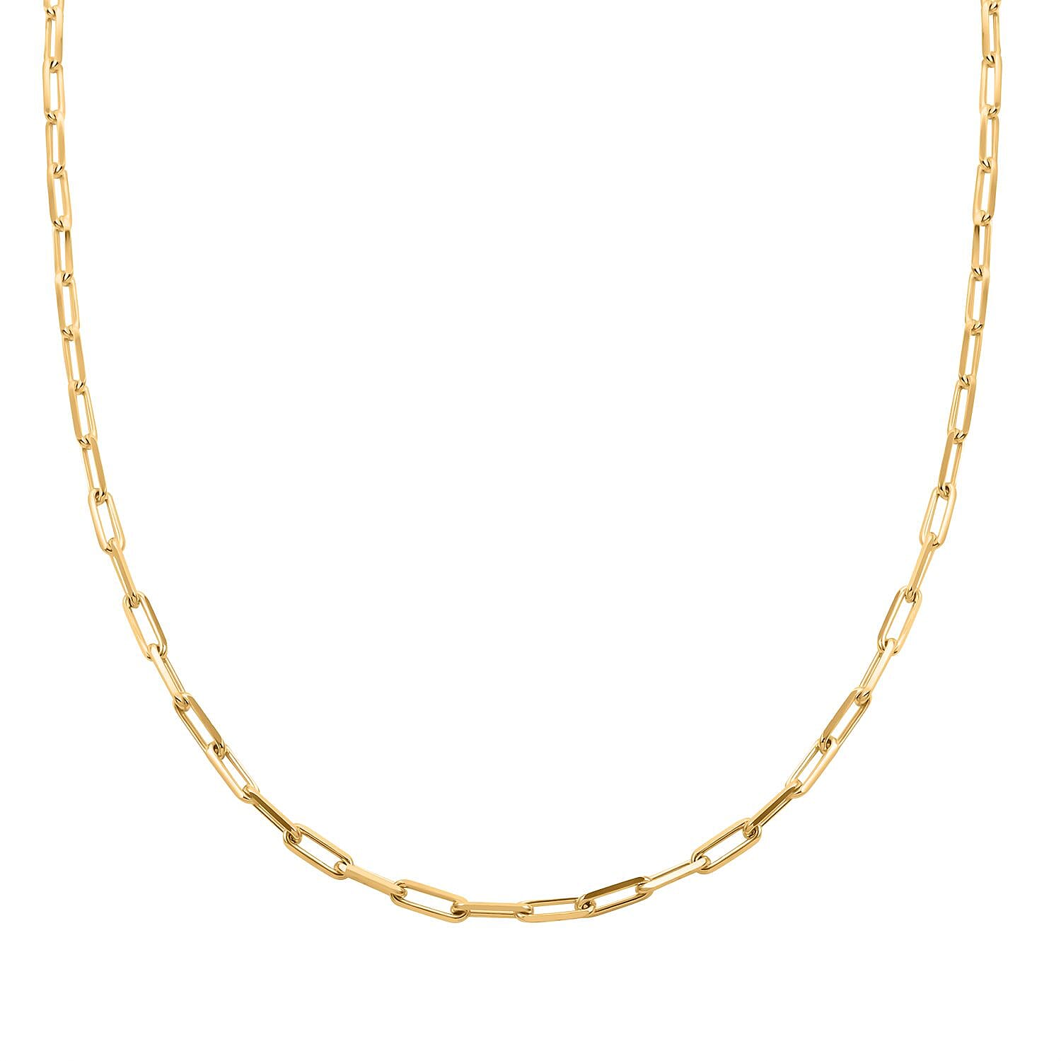 Italian 14K Yellow Gold Over Sterling Silver Paper Clip Chain Necklace 20 Inches 12.20 Grams