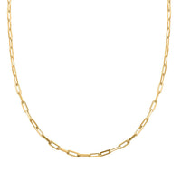 Italian 14K Yellow Gold Over Sterling Silver Paper Clip Chain Necklace 20 Inches 12.20 Grams