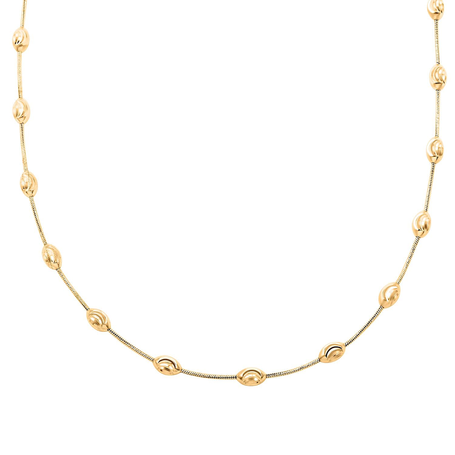Italian 14K Yellow Gold Over Sterling Silver Oval Link Chain Necklace 18-20 Inches 11 Grams