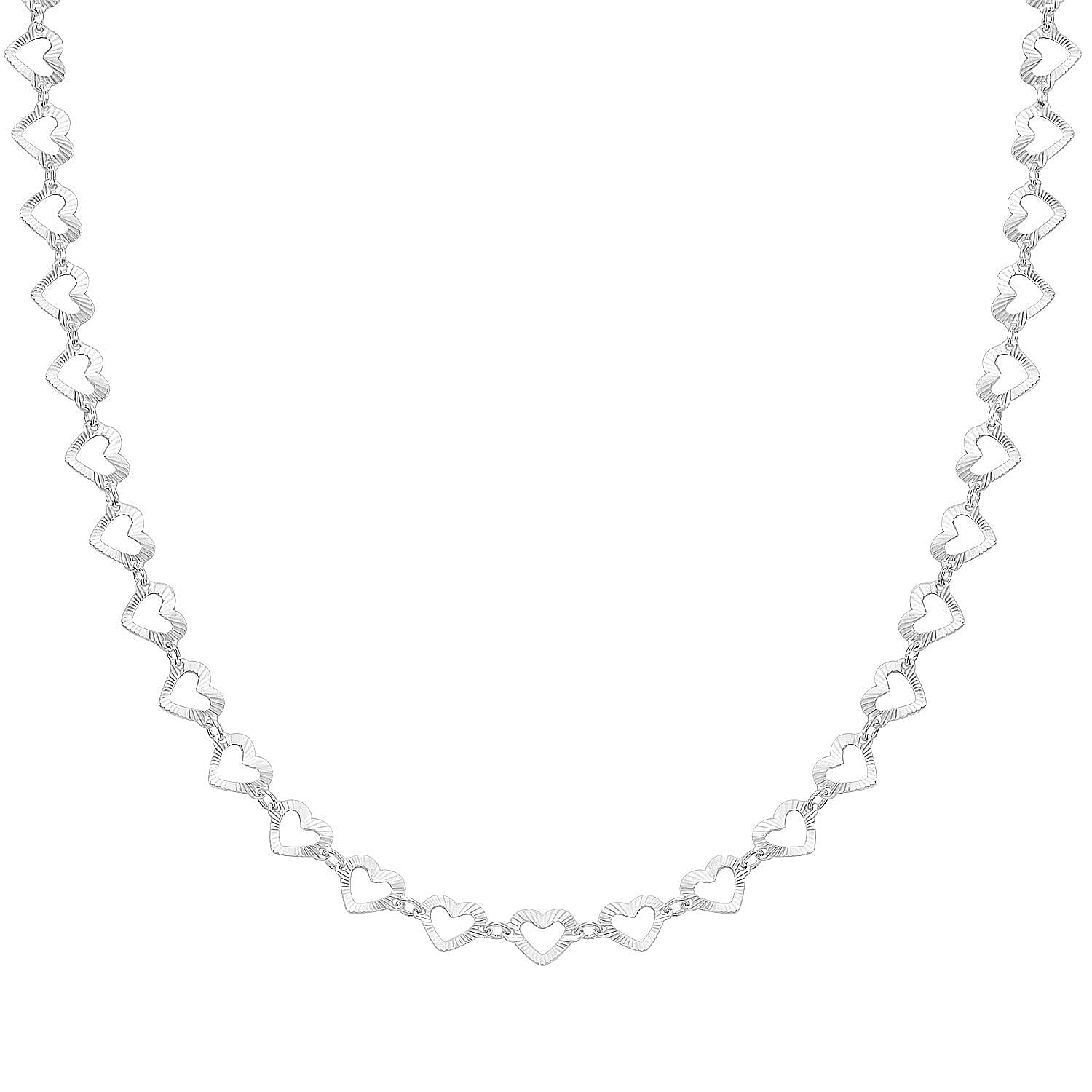 Italian Sterling Silver Heart Link Chain Necklace 18-20 Inches 5.15 Grams
