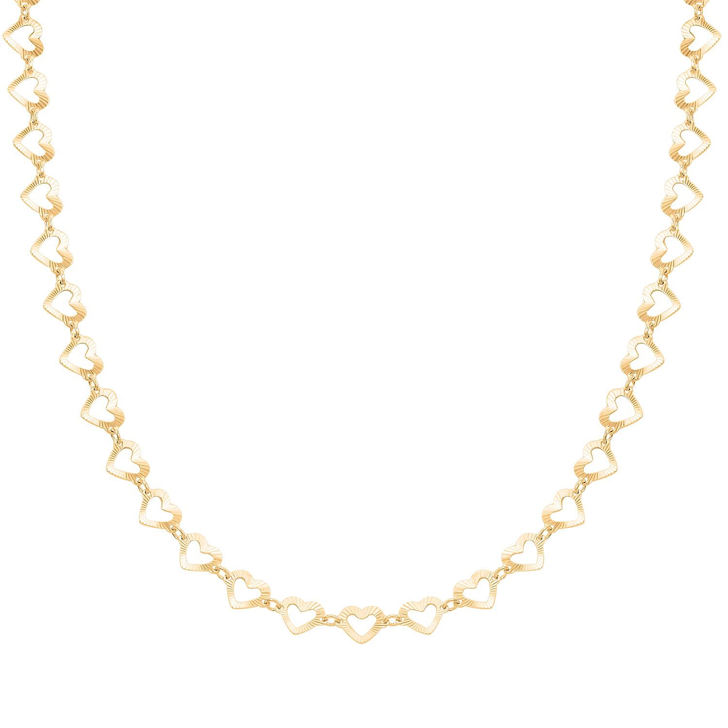 Italian 14K Yellow Gold Over Sterling Silver Heart Link Chain Necklace 18-20 Inches 5.15 Grams