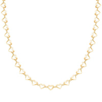 Italian 14K Yellow Gold Over Sterling Silver Heart Link Chain Necklace 18-20 Inches 5.15 Grams