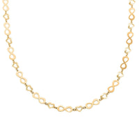 Italian 14K Yellow Gold Over Sterling Silver Heart and Infinity Link Chain Necklace 18-20 Inches 5.85 Grams
