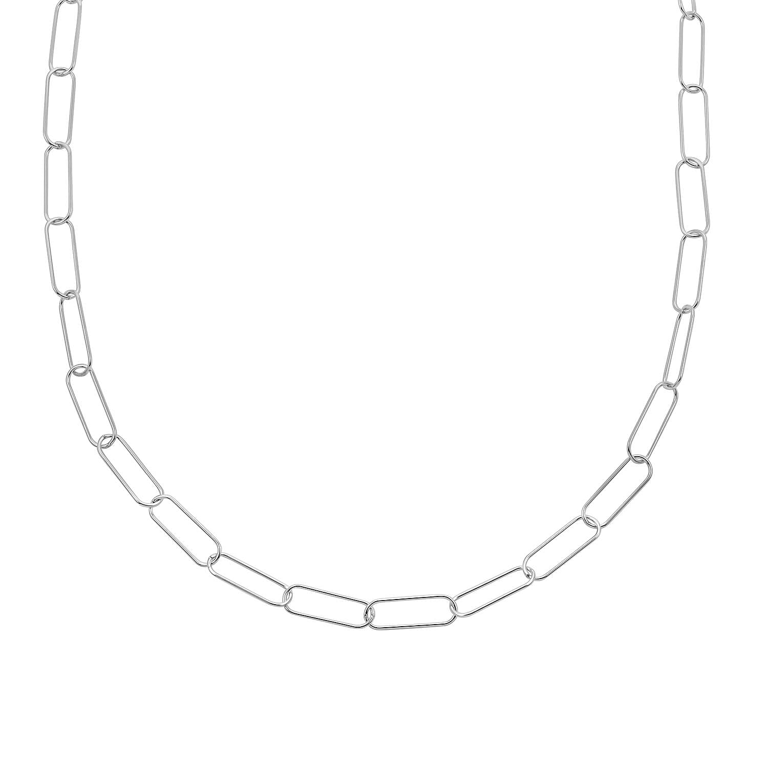 Italian Sterling Silver Paperclip Chain Necklace 22 Inches 7.30 Grams
