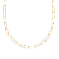 Italian 14K Yellow Gold Over Sterling Silver Paperclip Chain Necklace 22 Inches 7.30 Grams
