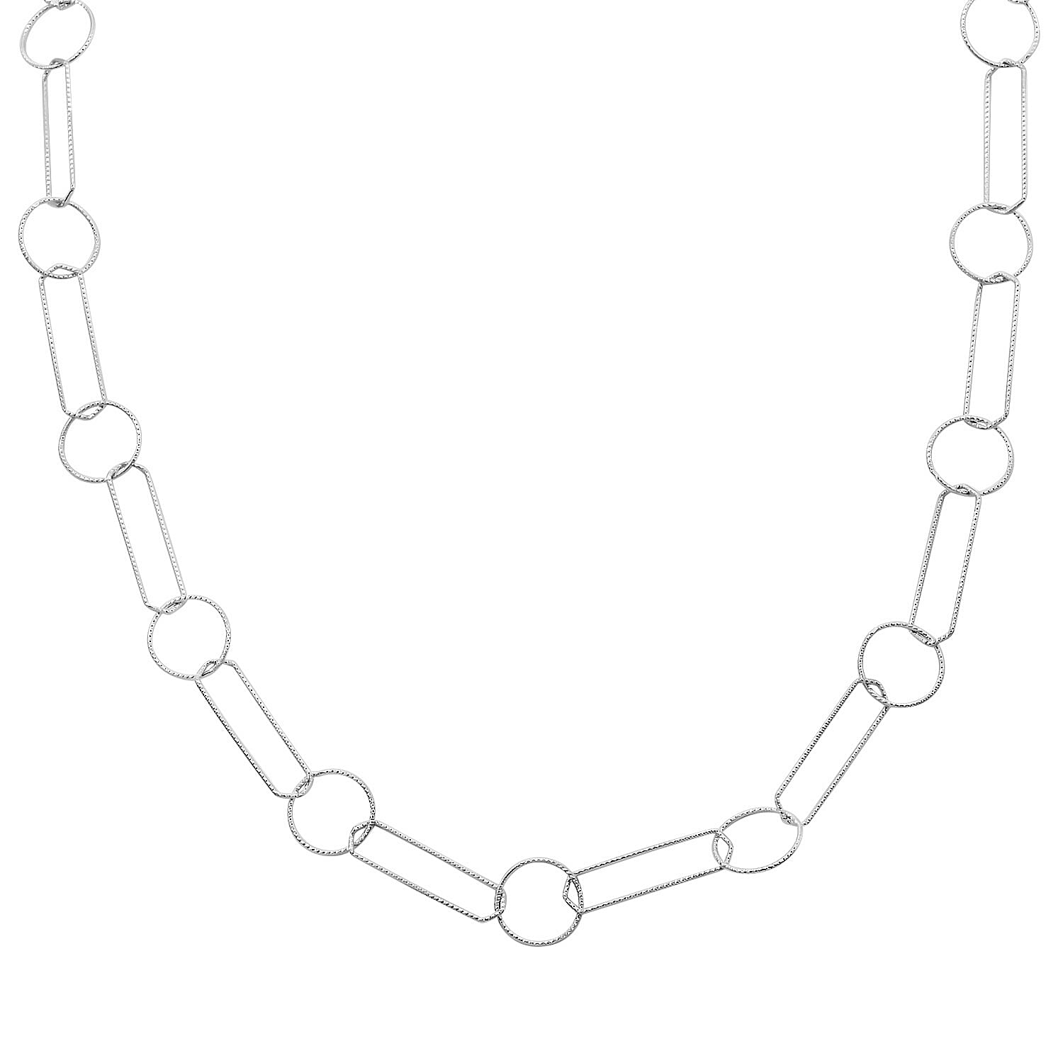 Italian Sterling Silver Round and Oval Link Chain Necklace 24 Inches 8.65 Grams