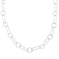 Italian Sterling Silver Round and Oval Link Chain Necklace 24 Inches 8.65 Grams