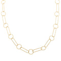Italian 14K Yellow Gold Over Sterling Silver Round and Oval Link Chain Necklace 24 Inches 8.65 Grams - Sticky add to cart bar