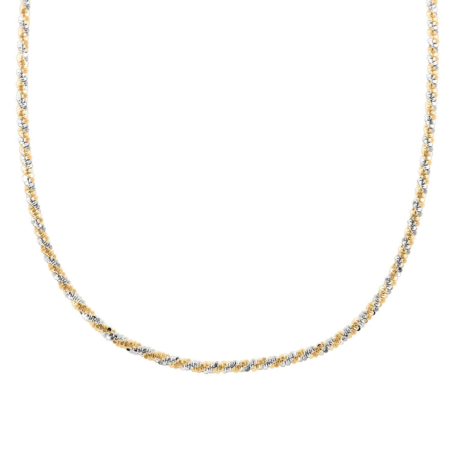 Italian 14K Yellow Gold Over and Sterling Silver Sparkle Chain Necklace 20-22 Inches 12.80 Grams