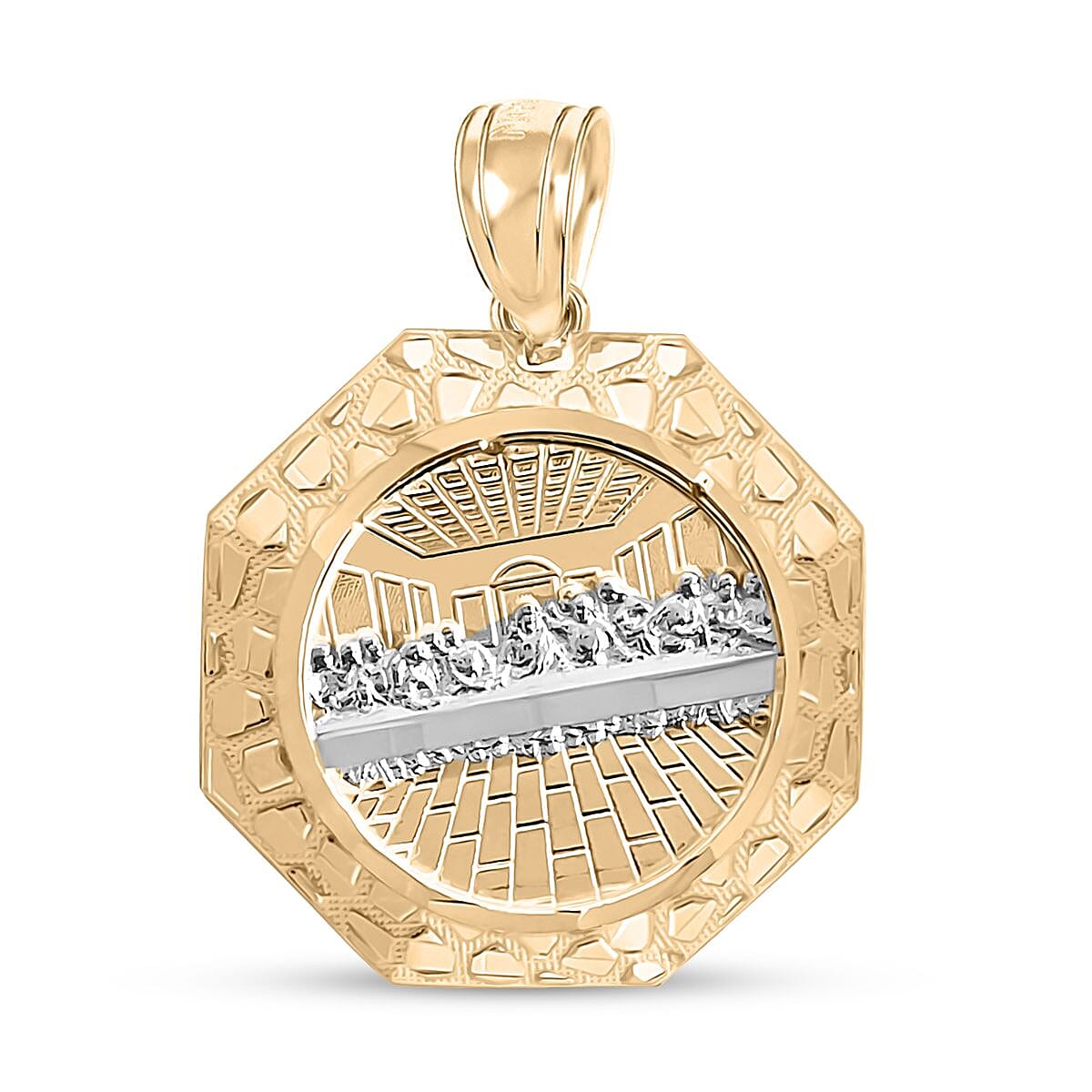 Made in America 10K Yellow and White Gold Supper Medallion Pendant 2.6 Grams
