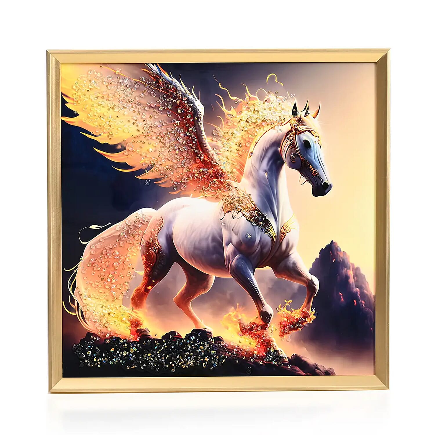 Horse Crystal Painting with Frame (19.68"x19.68")