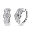 TLV White Diamond Hoop Earrings in Platinum Over Sterling Silver 1.00 ctw - Sticky add to cart bar