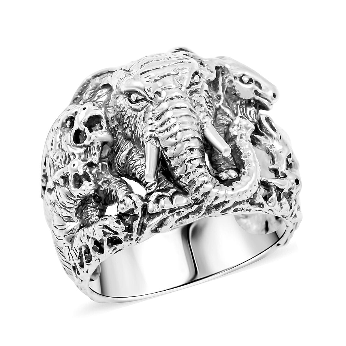 Bali Legacy Sterling Silver Safari Animal Ring (Size 8.0) (11.35 g)