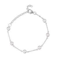 Moissanite Station Bracelet in Rhodium Over Sterling Silver (8.00-10.00In) 1.40 ctw
