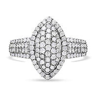 White Diamond 1.00 ctw Ring in Platinum Over Sterling Silver (Size 9.0)