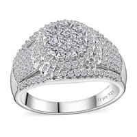Diamond Ring in Platinum Over Sterling Silver 1.00 ctw