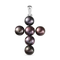Fresh Water Peacock Pearl 4.50 ctw Pendant in Platinum Over Sterling Silver