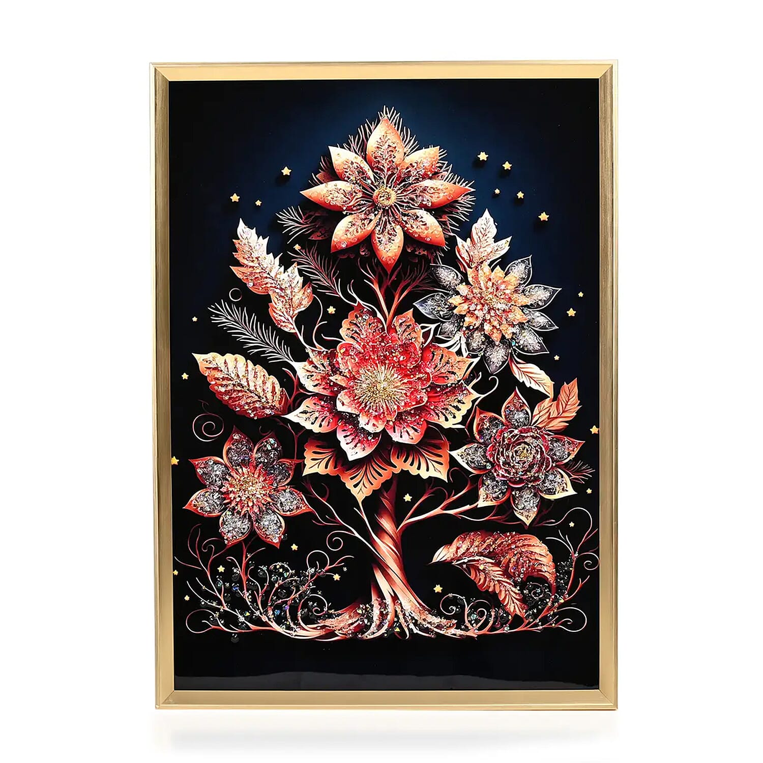 Floral Crystal Painting with Frame (19.68"x27.55")