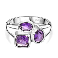 African Amethyst 2.06 ctw Fancy Ring in Stainless Steel (Size 6.5)