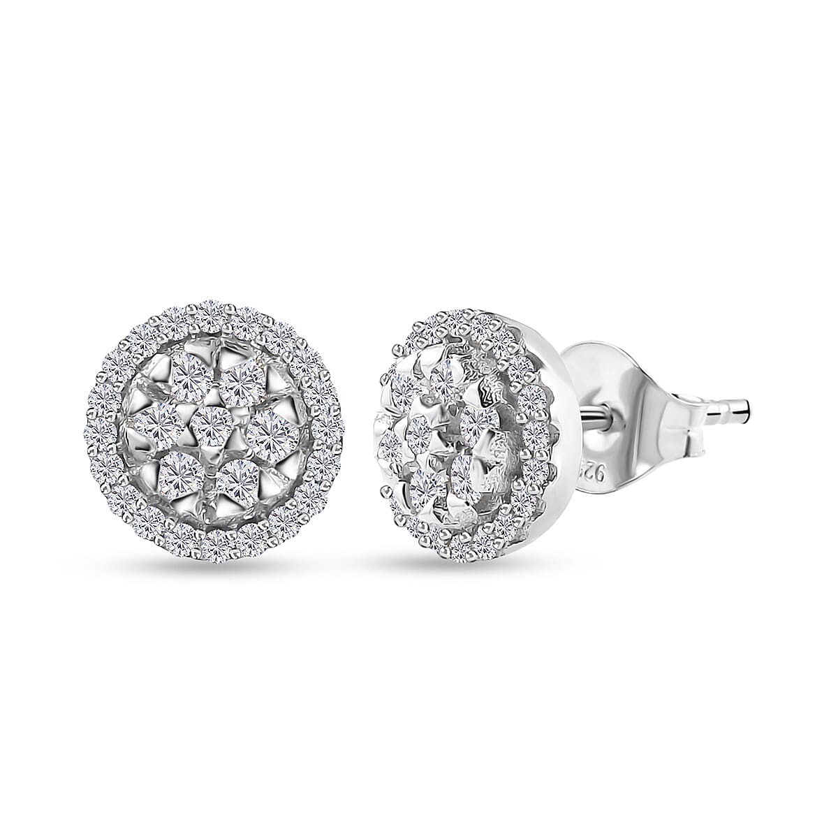 Diamond Stud Earrings in Platinum Over Sterling Silver 0.50 ctw