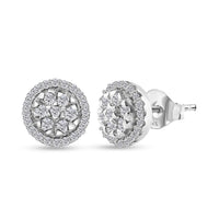 Diamond Stud Earrings in Platinum Over Sterling Silver 0.50 ctw