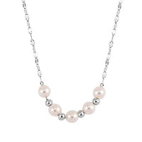 White Shell Pearl 5.00 ctw Necklace in Rhodium Over Sterling Silver 17 Inches