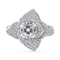 Moissanite Floral Ring in Platinum Over Sterling Silver (Size 6.0) 2.35 ctw - Sticky add to cart bar
