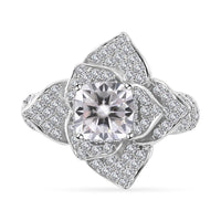 Moissanite Floral Ring in Platinum Over Sterling Silver (Size 6.0) 2.35 ctw