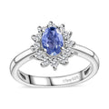 Tanzanite, White Zircon Sunburst Ring in Platinum Over Sterling Silver (Size 10.0) 1.00 ctw - Sticky add to cart bar