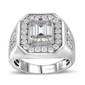 D'Joy Moissanite (Oct 9x7mm) Men's Ring in Rhodium Over Sterling Silver 3.35 ctw - Sticky add to cart bar