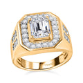 D'Joy Moissanite (Oct 9x7mm) Men's Ring in Rhodium Over Sterling Silver 3.35 ctw - Sticky add to cart bar