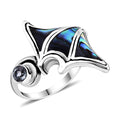 Bali Legacy Abalone Shell, Sky Blue Topaz Manta Ray Ring in Sterling Silver (Size 10.0) 0.35 ctw - Sticky add to cart bar